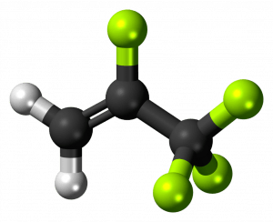 Illustration of HFC Tetrafluoropropene Hydrofluorocarbon hfc molecule